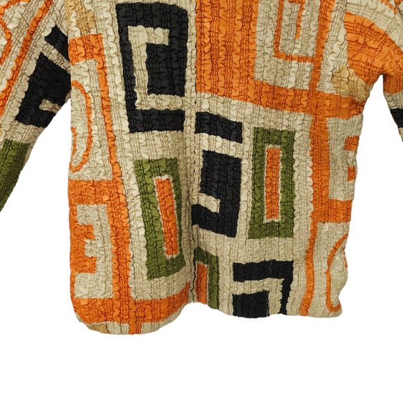 Pleats Collection Pings Imports Crinkle Stretch Geometric Full Zip Jacket Womens - Picture 10 of 16